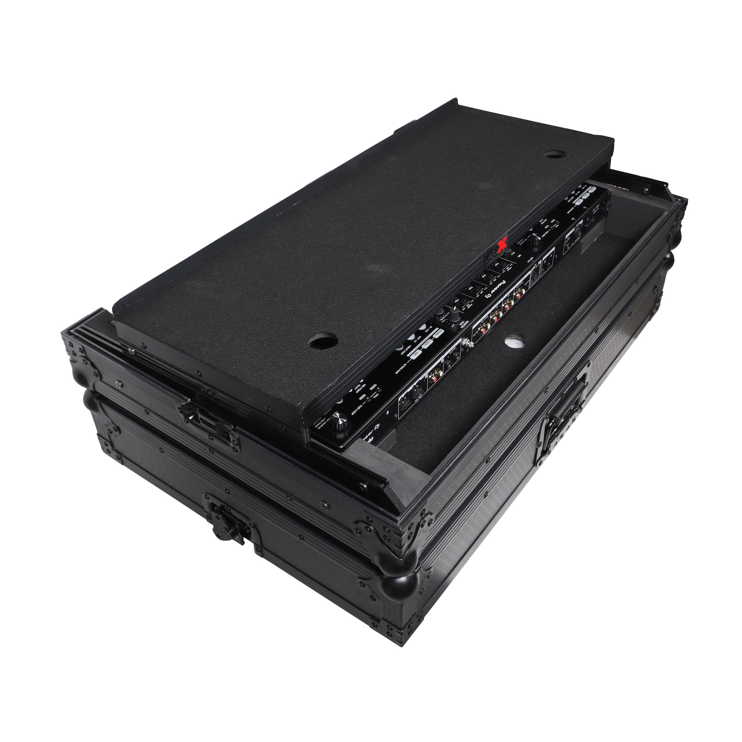 ProX XS-FLX10LTBL - Pioneer DDJ-FLX10 or DDJ-GRV6 with Sliding Laptop Shelf ATA Flight Style Road Case Black Finish Slim Case.