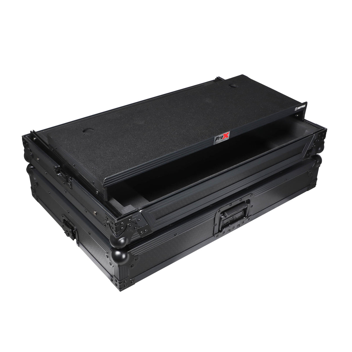 ProX XS-FLX10LTBL - Pioneer DDJ-FLX10 or DDJ-GRV6 with Sliding Laptop Shelf ATA Flight Style Road Case Black Finish Slim Case.