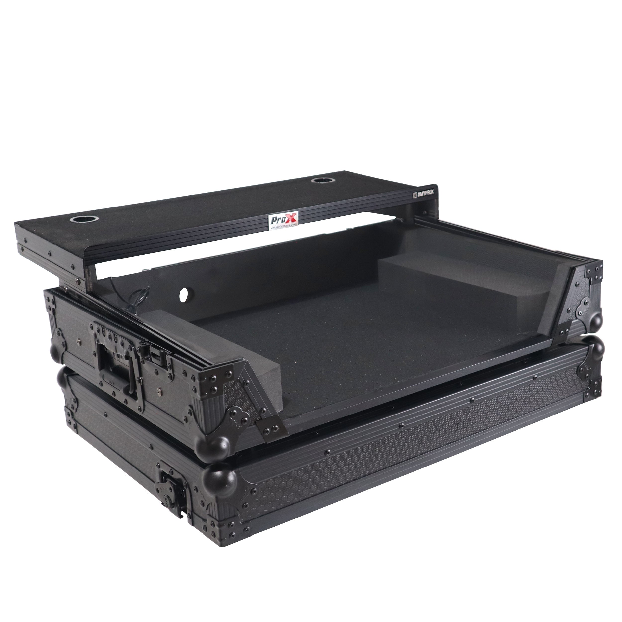 ProX XS-MIXON8 LTBL LED - ATA Flight Style Road Case For Mixon 8 Pro with Laptop Shelf and LED Black Finish