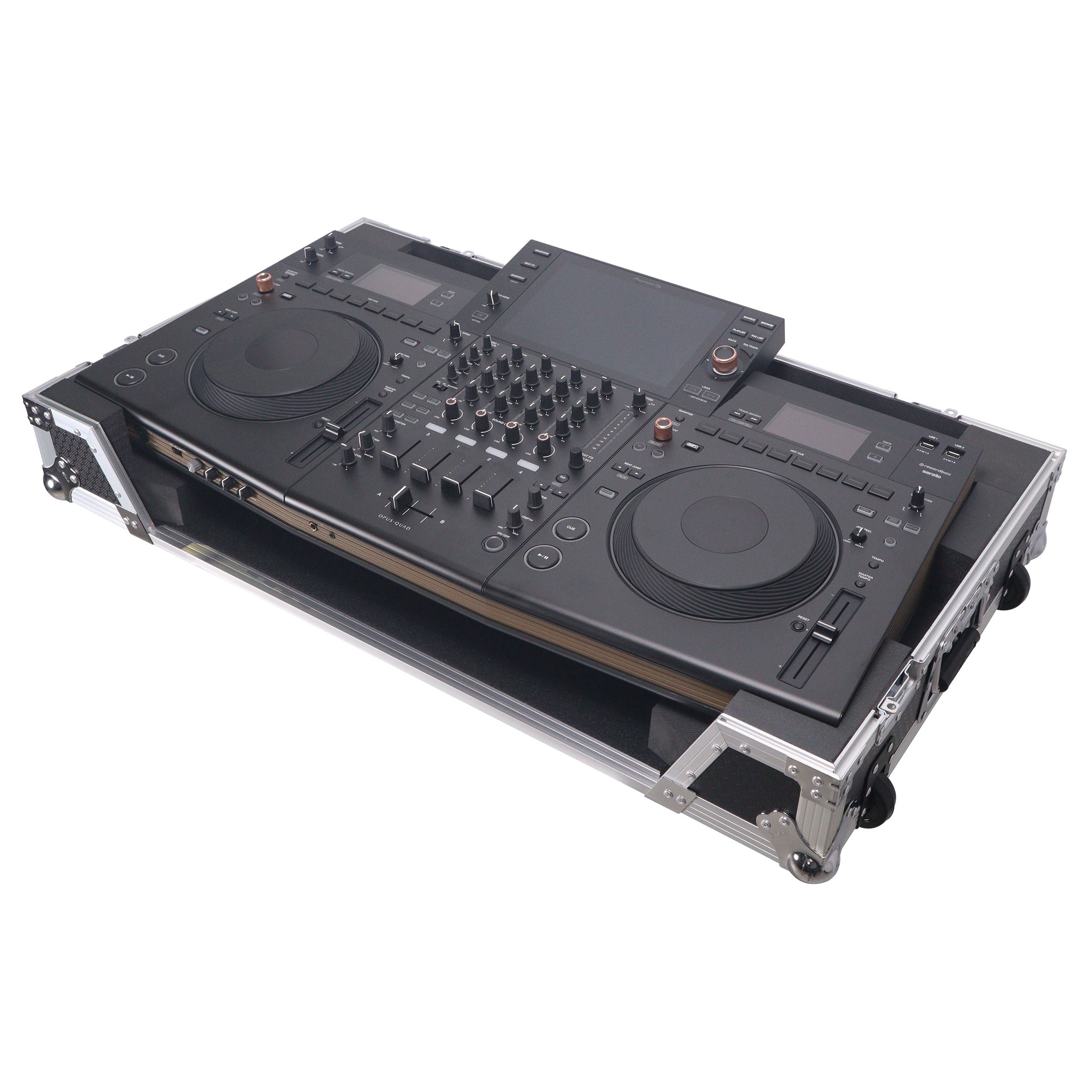 ProX XS-OPUSQUAD W - ATA Flight Style Road Case For Pioneer DJ OPUS-QUAD DJ Controller with 1U Rack Space and Wheels