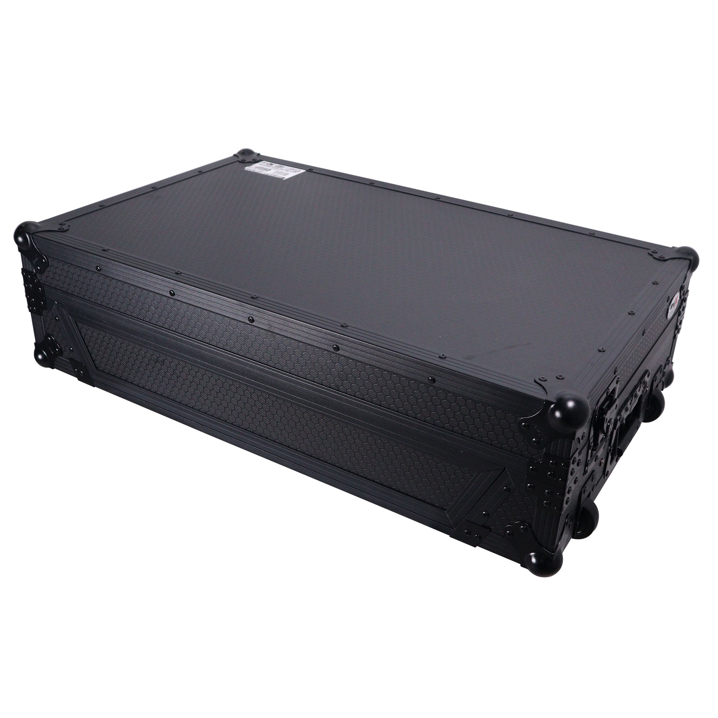 ProX XS-RANEFOURWLTBLLED - ATA Flight Style Road Case For RANE Four or RANE Performer DJ Controller with Laptop Shelf 1U Rack Space LED and Wheels - Black
