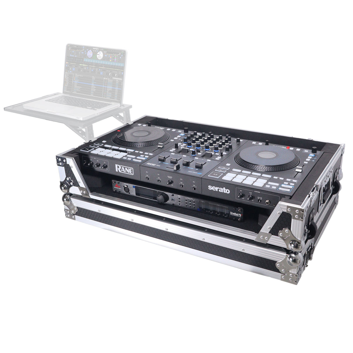 ProX XS-RANEFOURWBL - ATA Flight Style Road Case For RANE Four or RANE Performer DJ Controller with 1U Rack Space and Wheels - Black Finish.