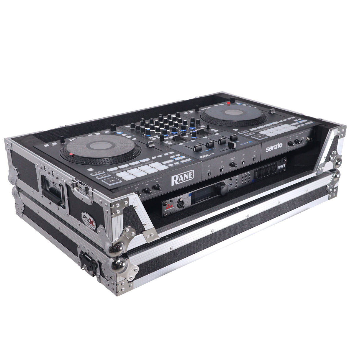 ProX XS-RANEFOURWBL - ATA Flight Style Road Case For RANE Four or RANE Performer DJ Controller with 1U Rack Space and Wheels - Black Finish.