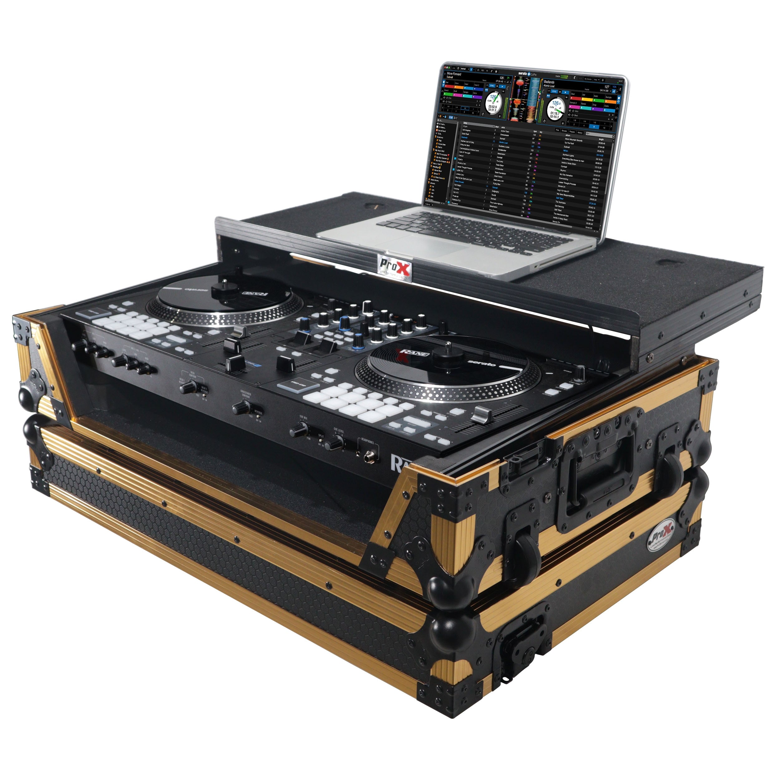 ProX XS-RANEONEWLTFGLD - ATA Flight Style Road Case for RANE ONE DJ Controller with Laptop Shelf in Limited Edition Gold
