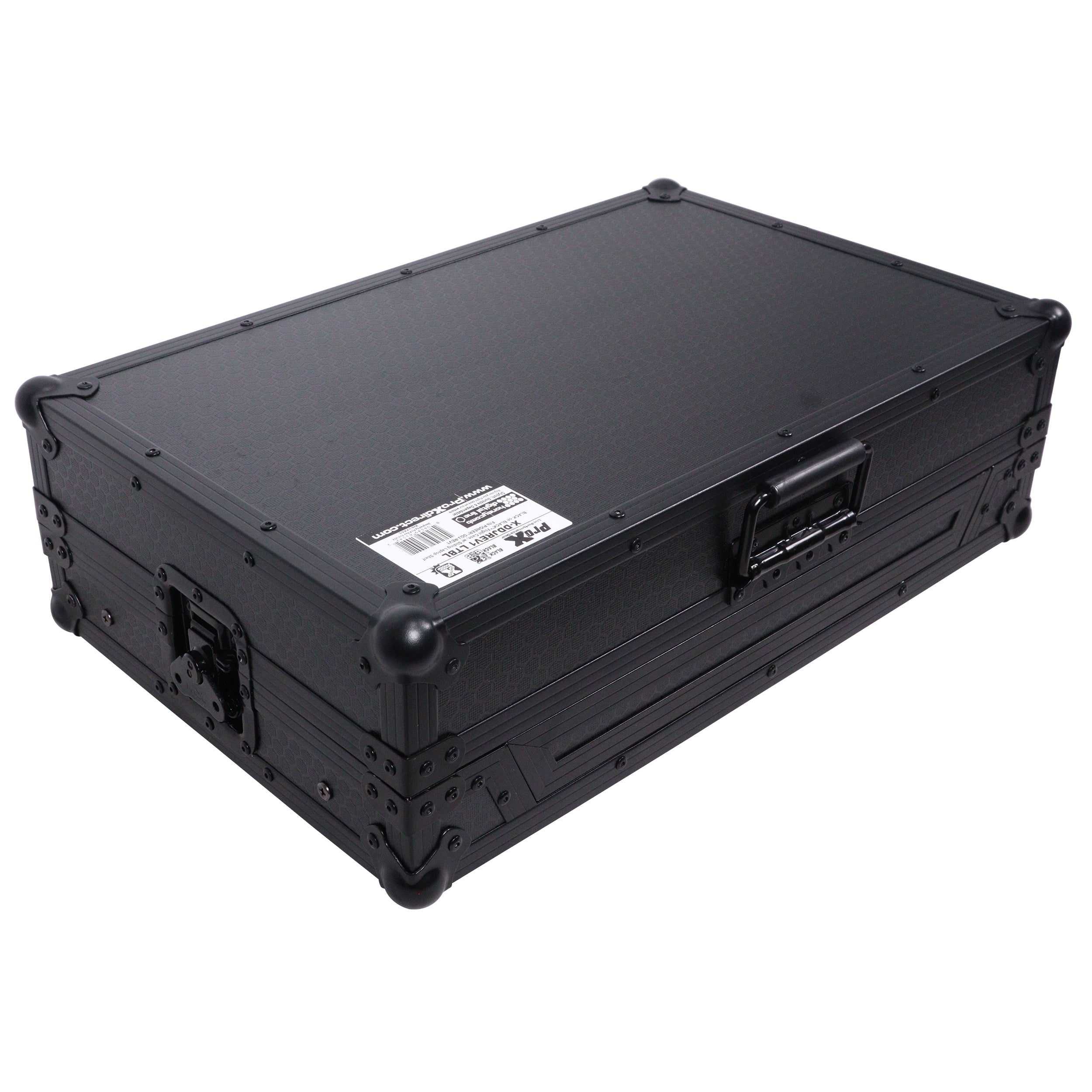 ProX XS-SCLIVE4WLTBLLED - ATA Flight Style Road Case For Denon SC Live 4 Controller with Laptop Shelf 1U Rack Space RGB LED Black Finish