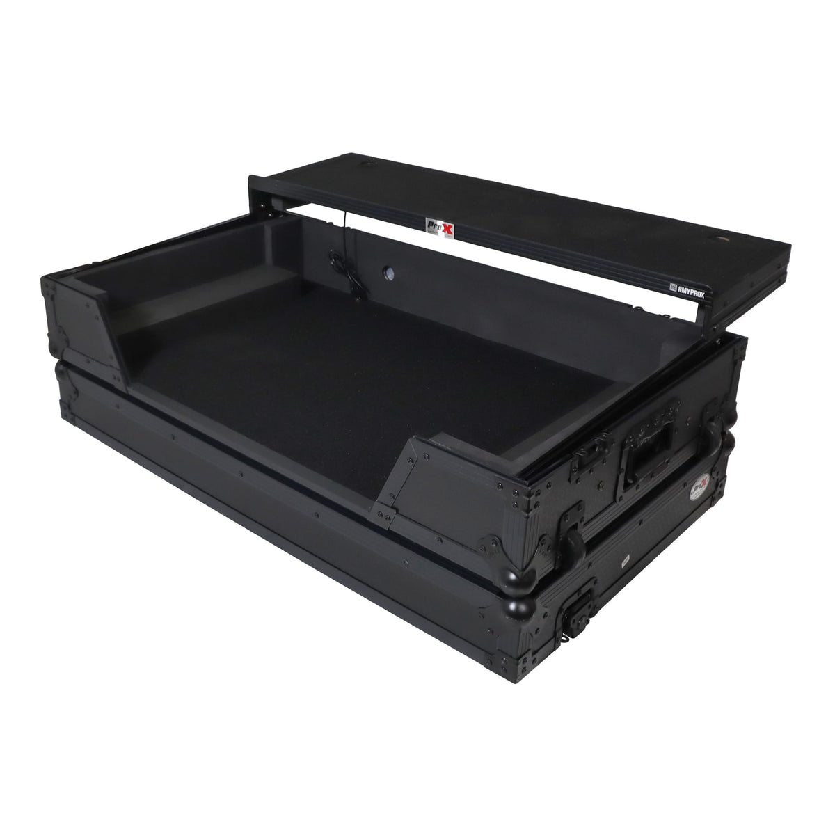 ProX XS-XDJAZWLTBLLED - ATA Flight Case For Pioneer XDJ-AZ DJ Controller with Laptop Shelf 1U Rack Space, Wheels, and LED - Black.