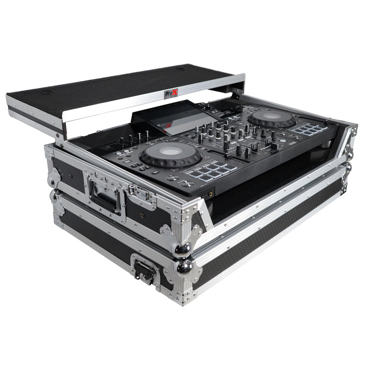ProX XS-XDJRX3WLT - ATA Flight Case ATA Flight Case For Pioneer DDJ-REV5 XDJ-RX3 DJ Controller with Laptop Shelf 1U Rack Space and Wheels.