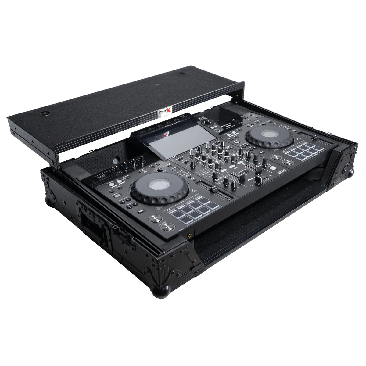 ProX XS-XDJRX3WLTBL - ATA Style DJ Controller Case for Pioneer DDJ-REV5 XDJ-RX3 RX2 Case with Laptop Shelf and Wheels | Black Finish.