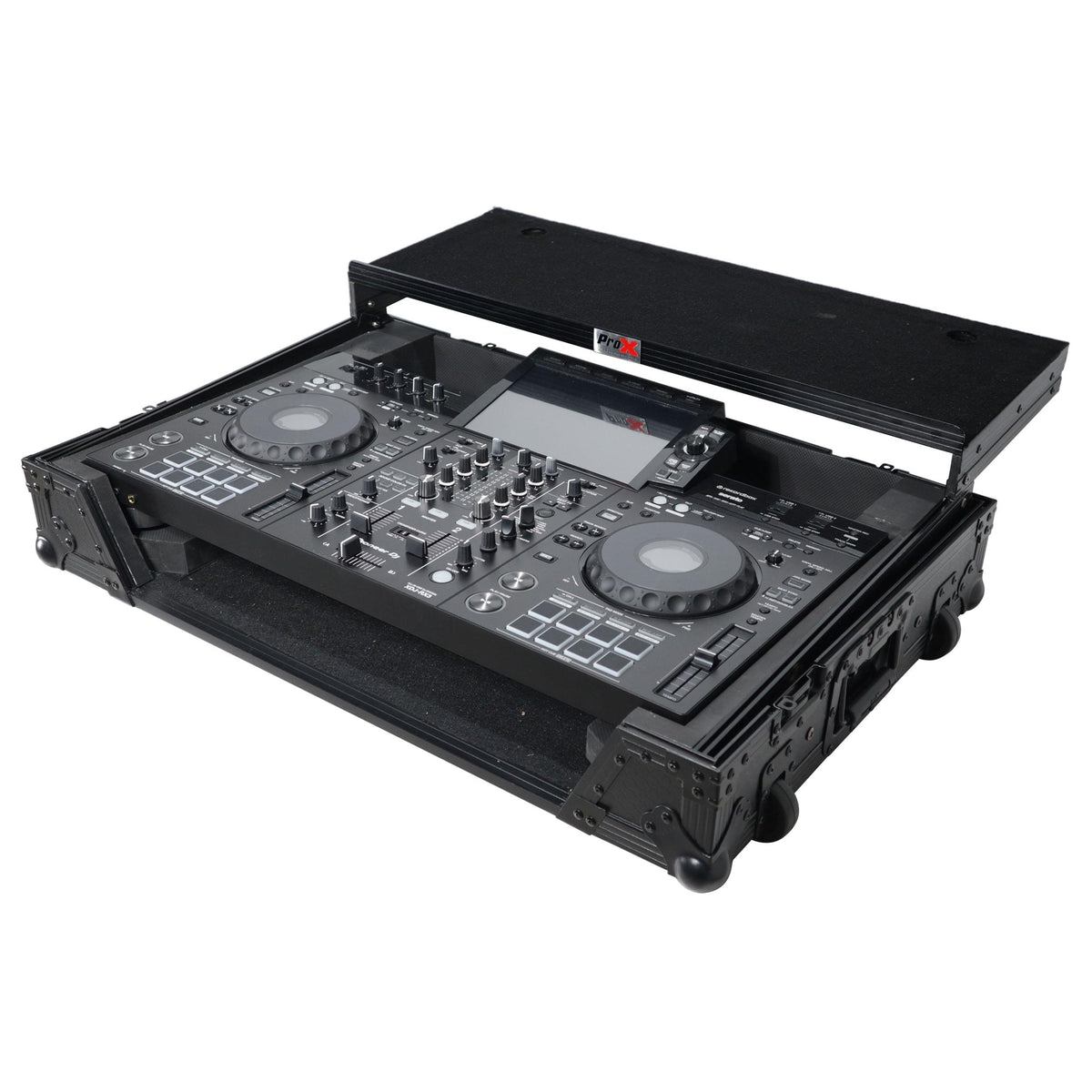 ProX XS-XDJRX3WLTBL - ATA Style DJ Controller Case for Pioneer DDJ-REV5 XDJ-RX3 RX2 Case with Laptop Shelf and Wheels | Black Finish.