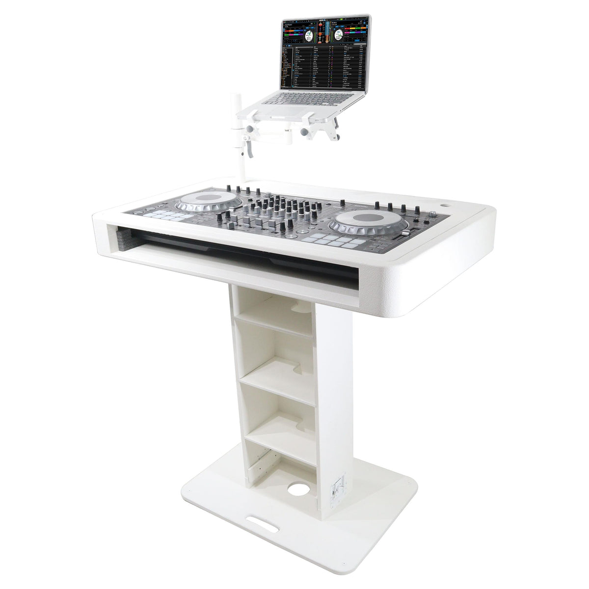 ProX XZF-DJCTWCASE - Control Tower DJ Podium with Road Cases for Pioneer DDJ-REV7 XDJ-XZ FLX10 RANE Four (White).