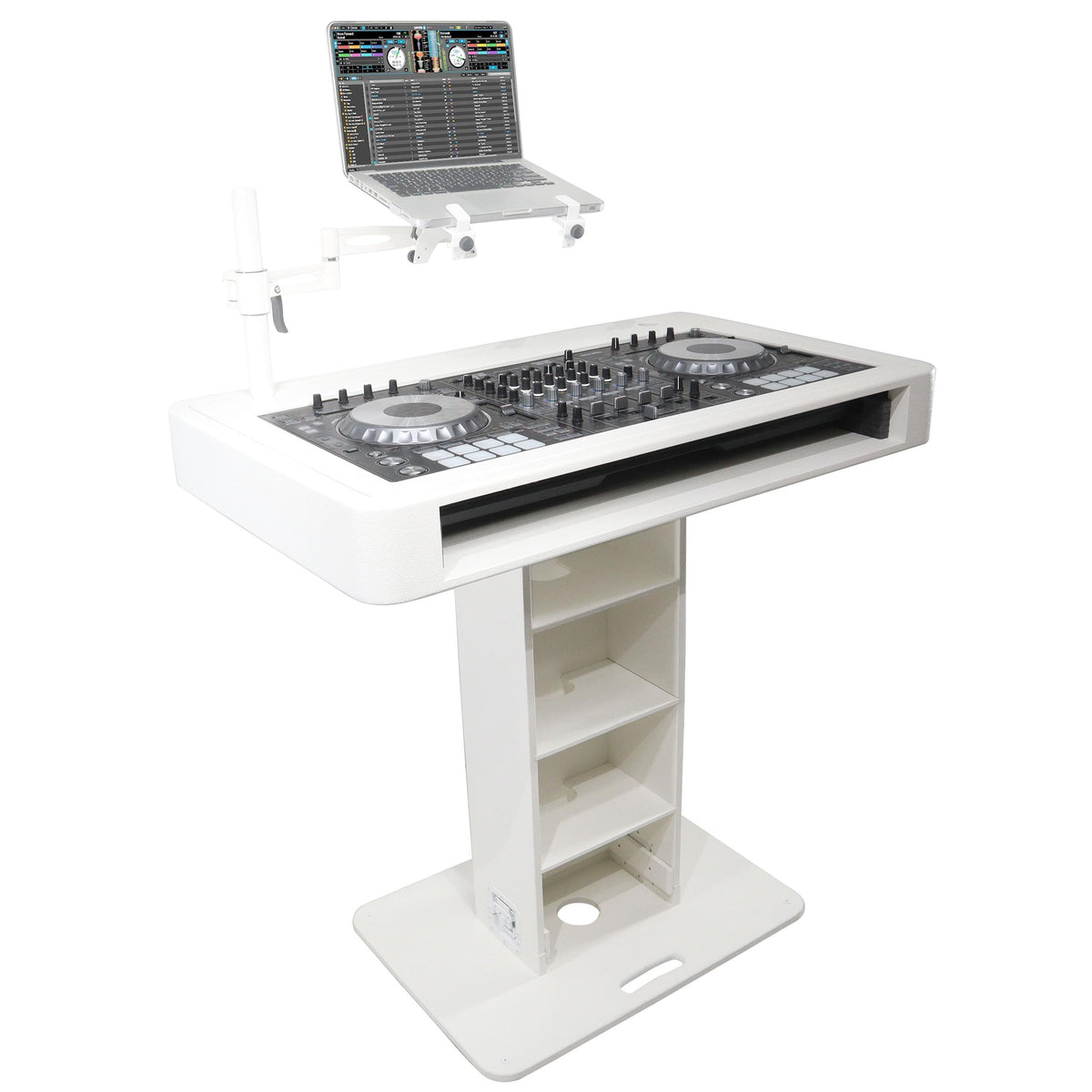 ProX XZF-DJCTWCASE - Control Tower DJ Podium with Road Cases for Pioneer DDJ-REV7 XDJ-XZ FLX10 RANE Four (White).