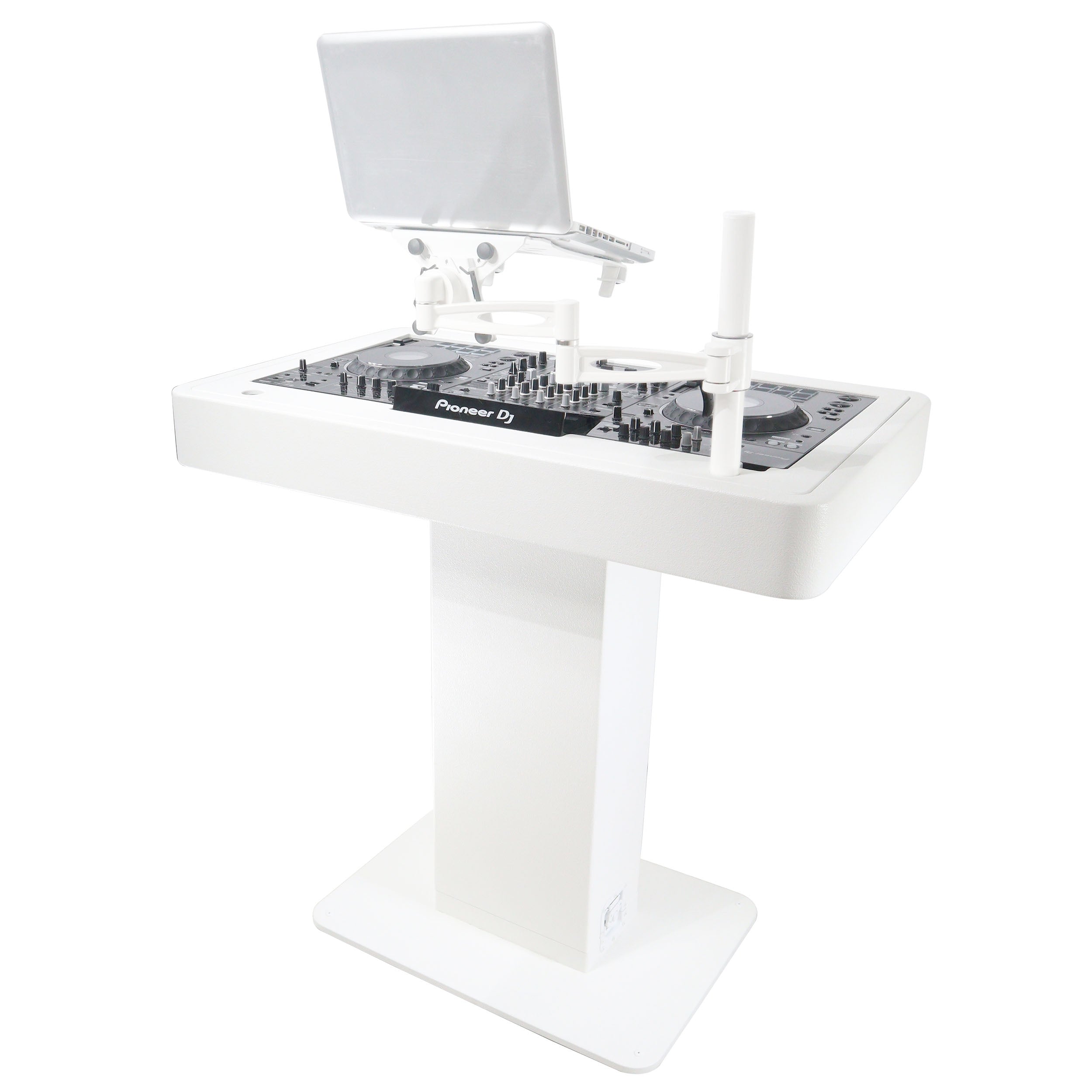 ProX XZF-DJCTWCASE - Control Tower DJ Podium with Road Cases for Pioneer DDJ-REV7 XDJ-XZ FLX10 RANE Four (White)