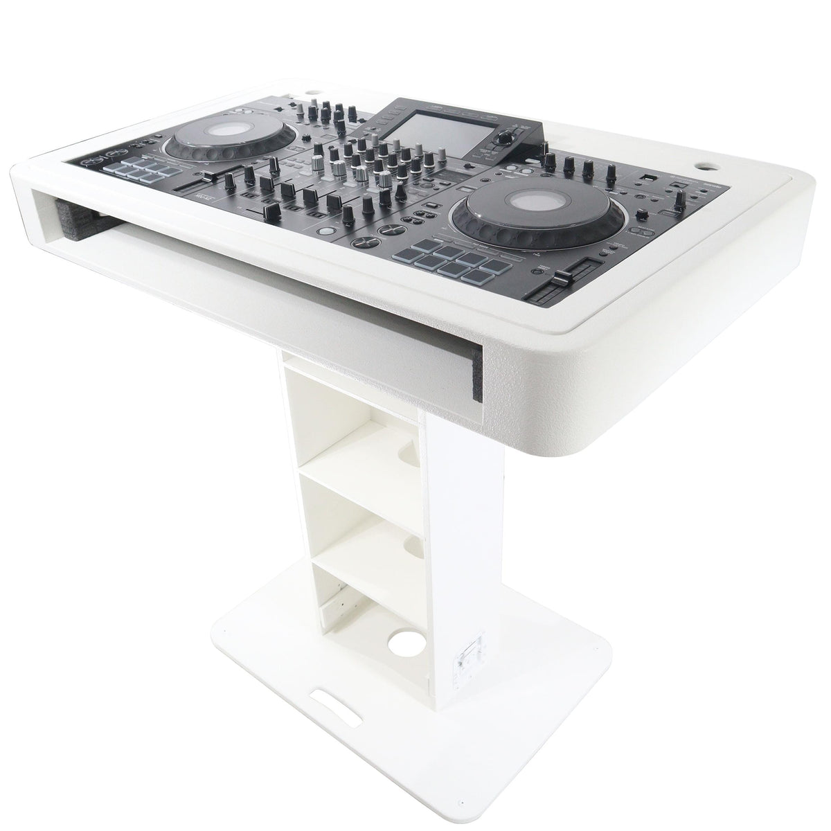ProX XZF-DJCTWCASE - Control Tower DJ Podium with Road Cases for Pioneer DDJ-REV7 XDJ-XZ FLX10 RANE Four (White).