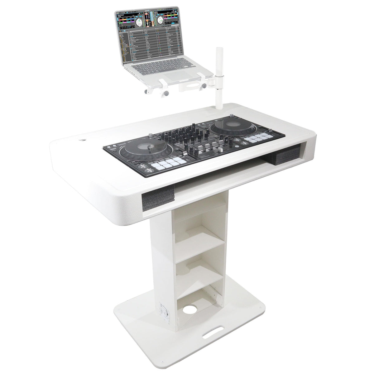 ProX XZF-DJCTWCASE - Control Tower DJ Podium with Road Cases for Pioneer DDJ-REV7 XDJ-XZ FLX10 RANE Four (White).