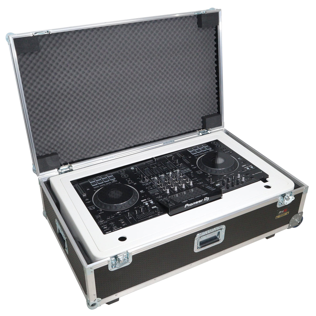 ProX XZF-DJCTWCASE - Control Tower DJ Podium with Road Cases for Pioneer DDJ-REV7 XDJ-XZ FLX10 RANE Four (White).