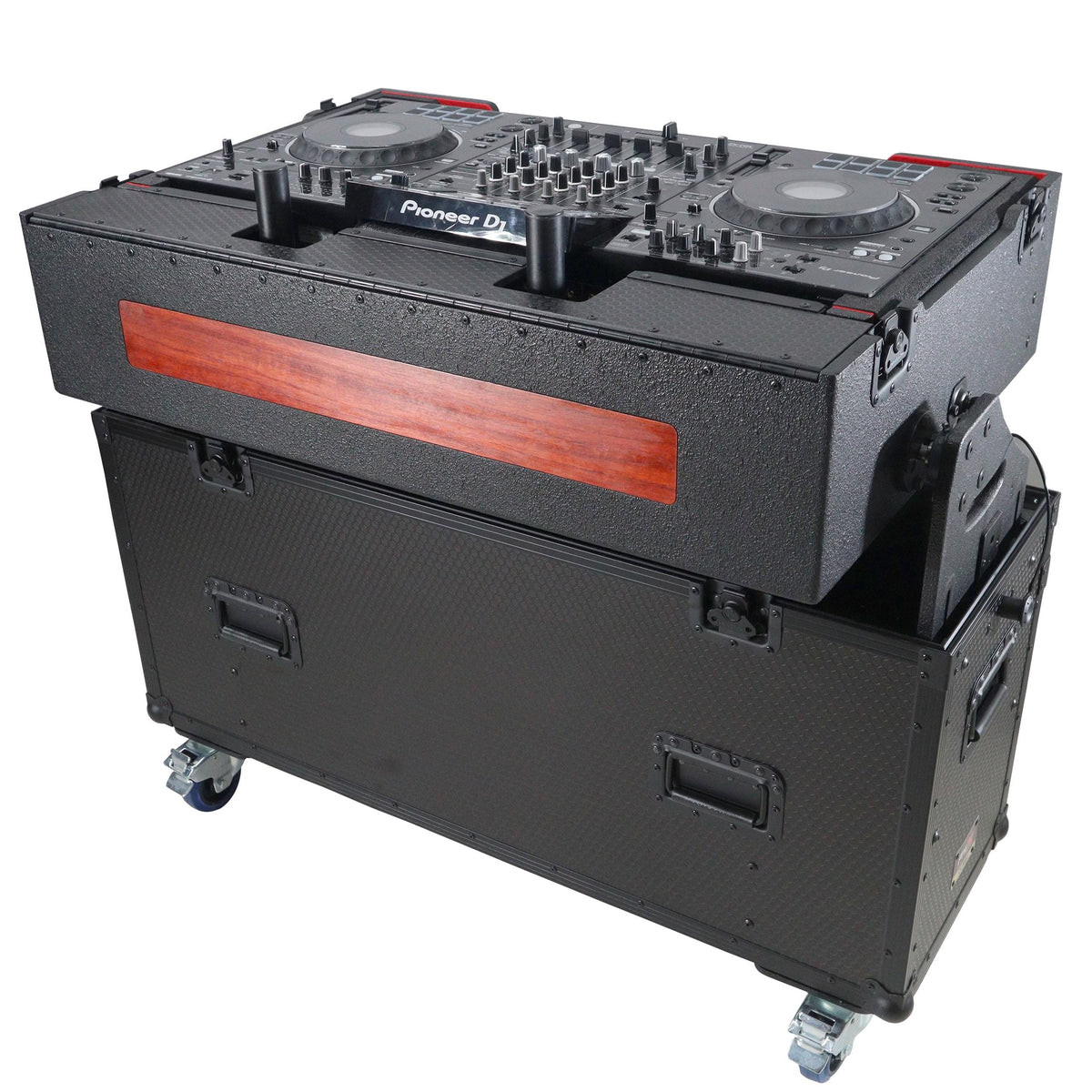 ProX XZF-UCXX - Flip-Ready Hydraulic DJ Flight Case For Pioneer DDJ-REV7 XDJ-XZ Opus Quad with Wheels and 2x Laptop Trays (Black).
