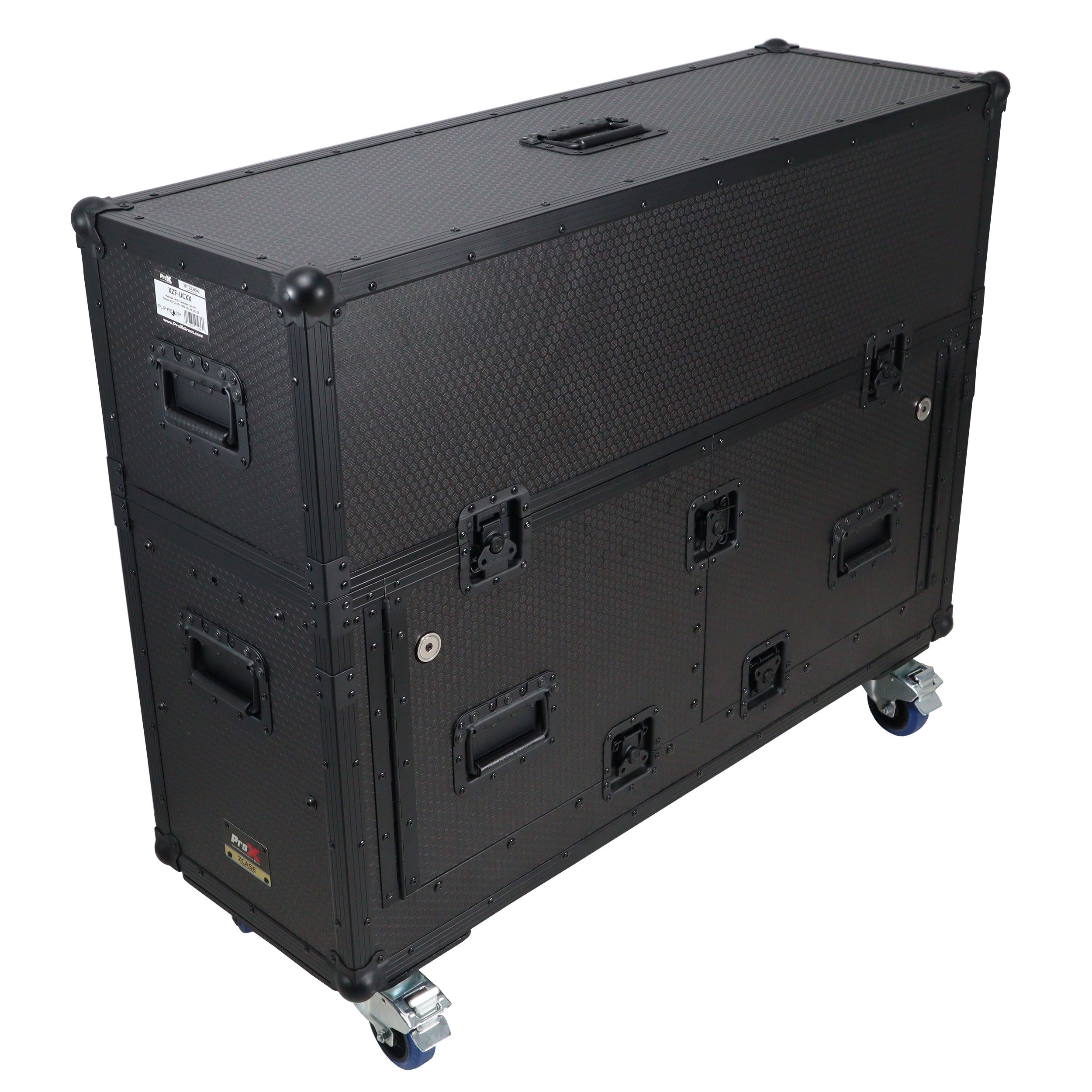 ProX XZF-UCXX - Flip-Ready Hydraulic DJ Flight Case For Pioneer DDJ-REV7 XDJ-XZ Opus Quad with Wheels and 2x Laptop Trays (Black)