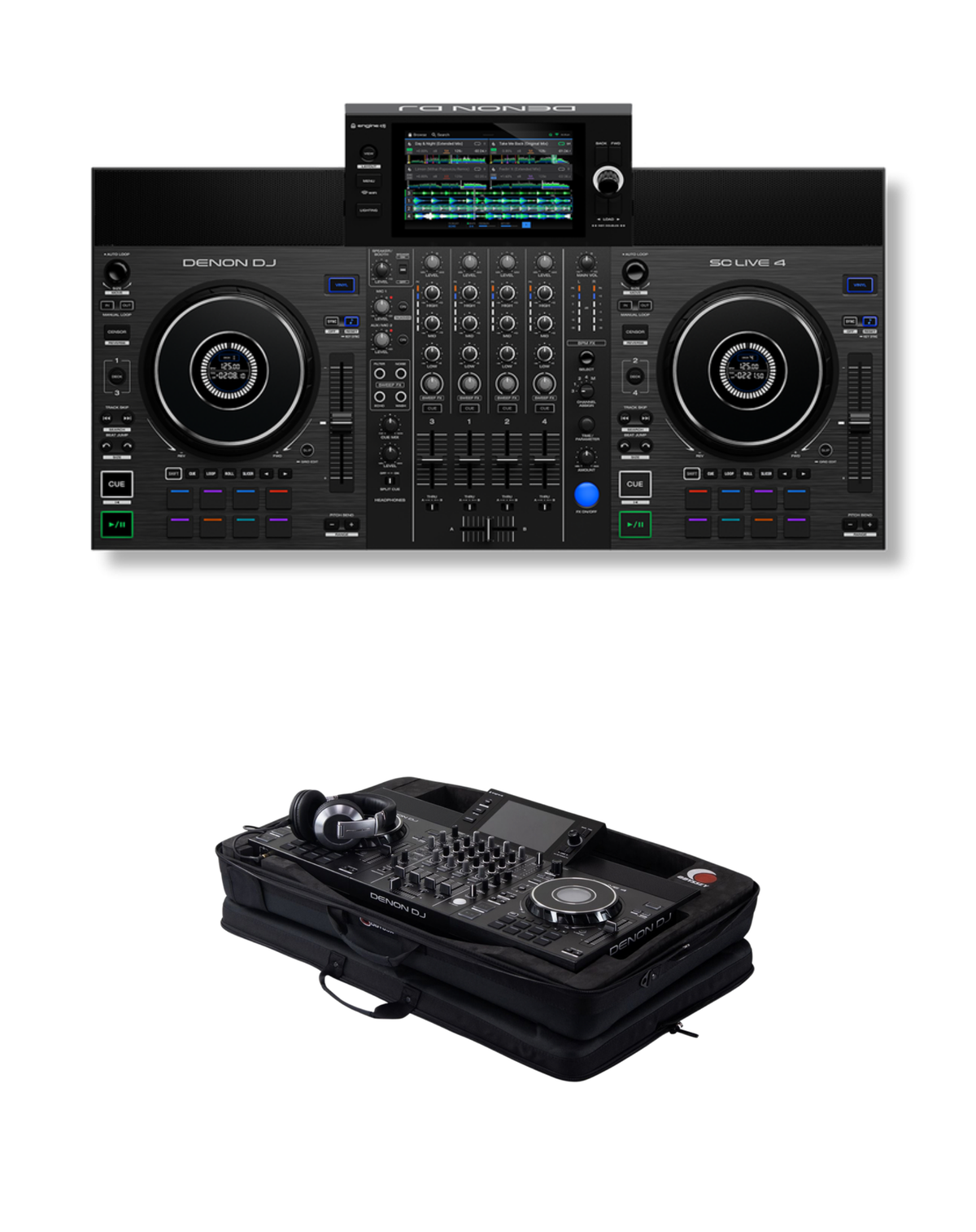 Denon DJ SC LIVE 4 + Odyssey BPRDNSCLIVE4 Soft Case Bundle
