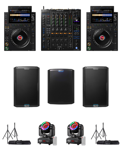 AlphaTheta CDJ-3000X Gig Ready Bundle: 2x CDJ-3000X, DJM-A9, Alto TS415 x2, TS18S, Odyssey LTS2X2B x2, JMAZ Crazy Beam 40 Fusion x2