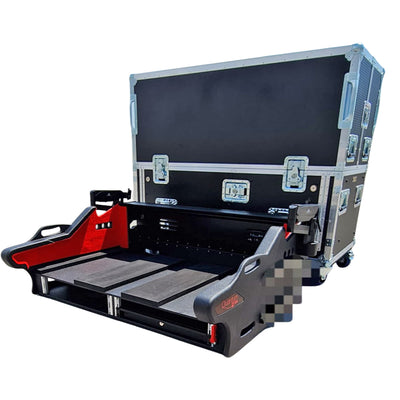 ProX Digico Q225 Quantum 225 Flip-Ready Hydraulic Console Easy Retracting Lifting Flight Case with 2U Rack and wheels