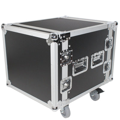 ProX 10U Space Shockproof Amp Rack ATA Flight Case 24 In Depth W-Casters