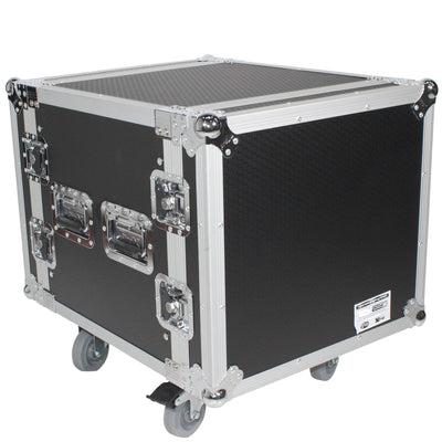 ProX 10U Space Shockproof Amp Rack ATA Flight Case 24 In Depth W-Casters