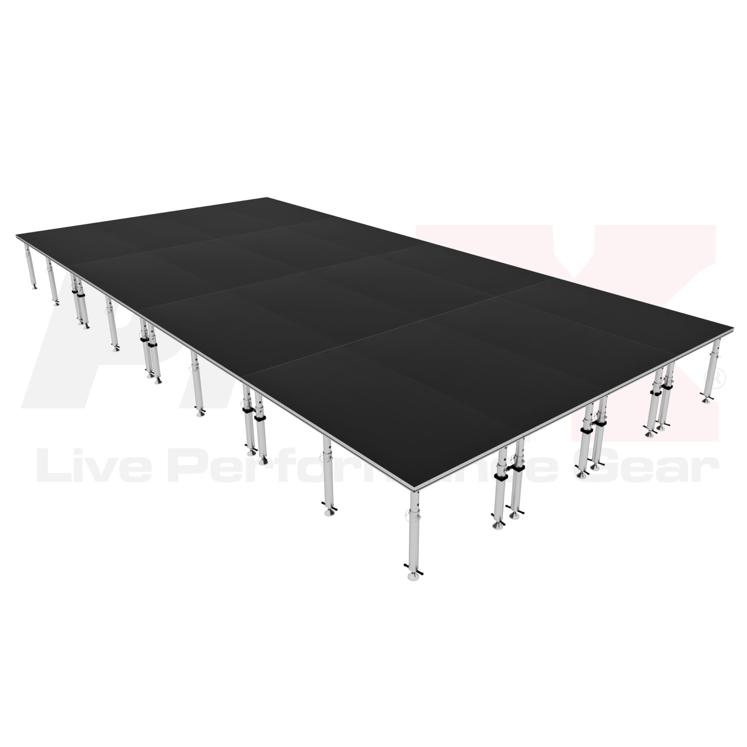 ProX StageQ 16x32ft Portable Stage Platform Package with 16 Decks Event Staging System 28-48" Height