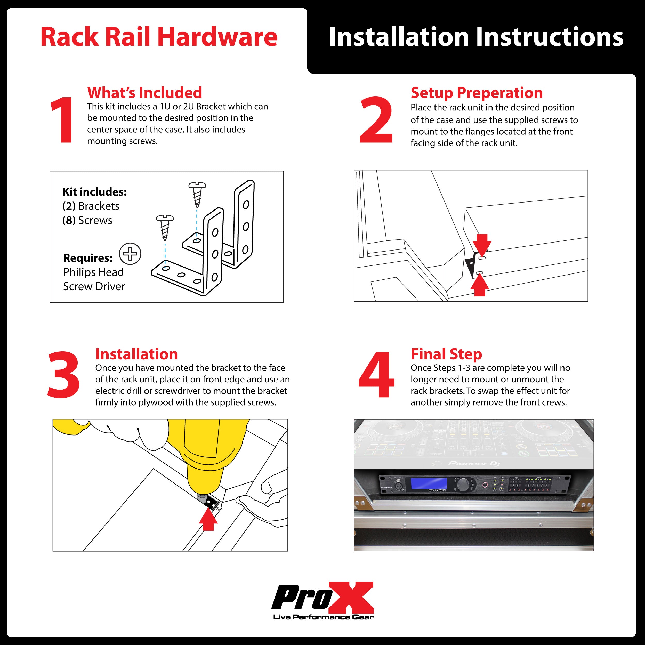 ProX Flight Case For RANE ONE DJ Controller with Sliding Laptop Shelf, 1U Rack, and Wheels