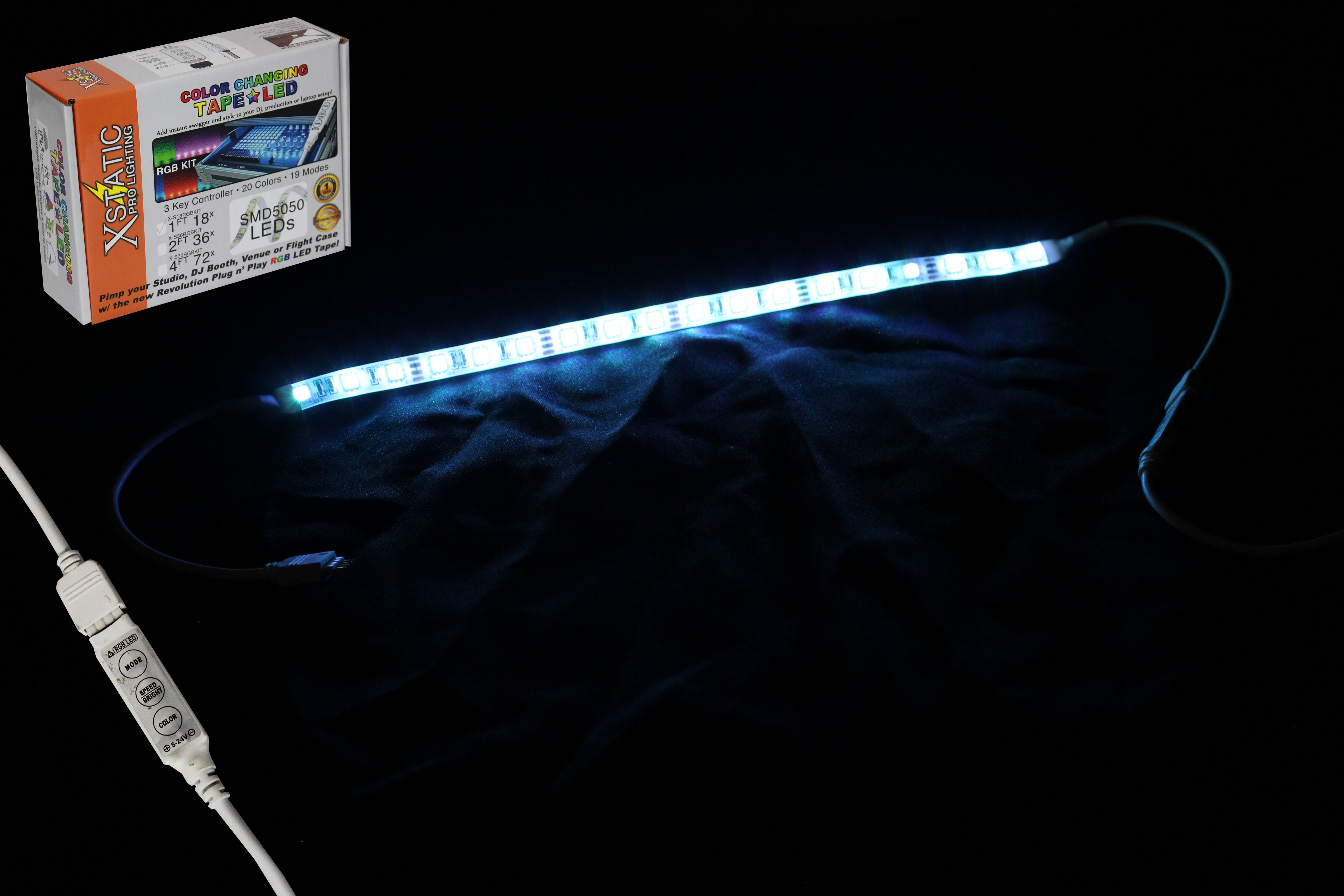 ProX Xstatic RGB LED Strip kit 12" Remote control & power supply included