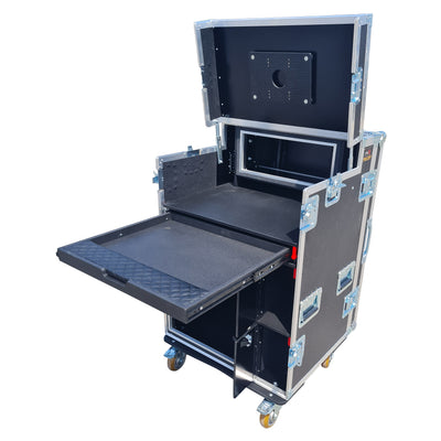 ProX Mobile AV Broadcasting Streaming Recording Studio Workstation Case with 4U Top 12U Bottom