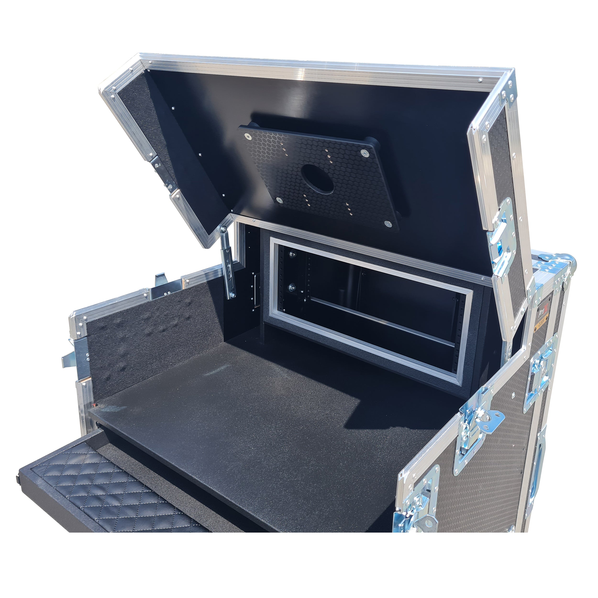 ProX Mobile AV Broadcasting Streaming Recording Studio Workstation Case with 4U Top 12U Bottom