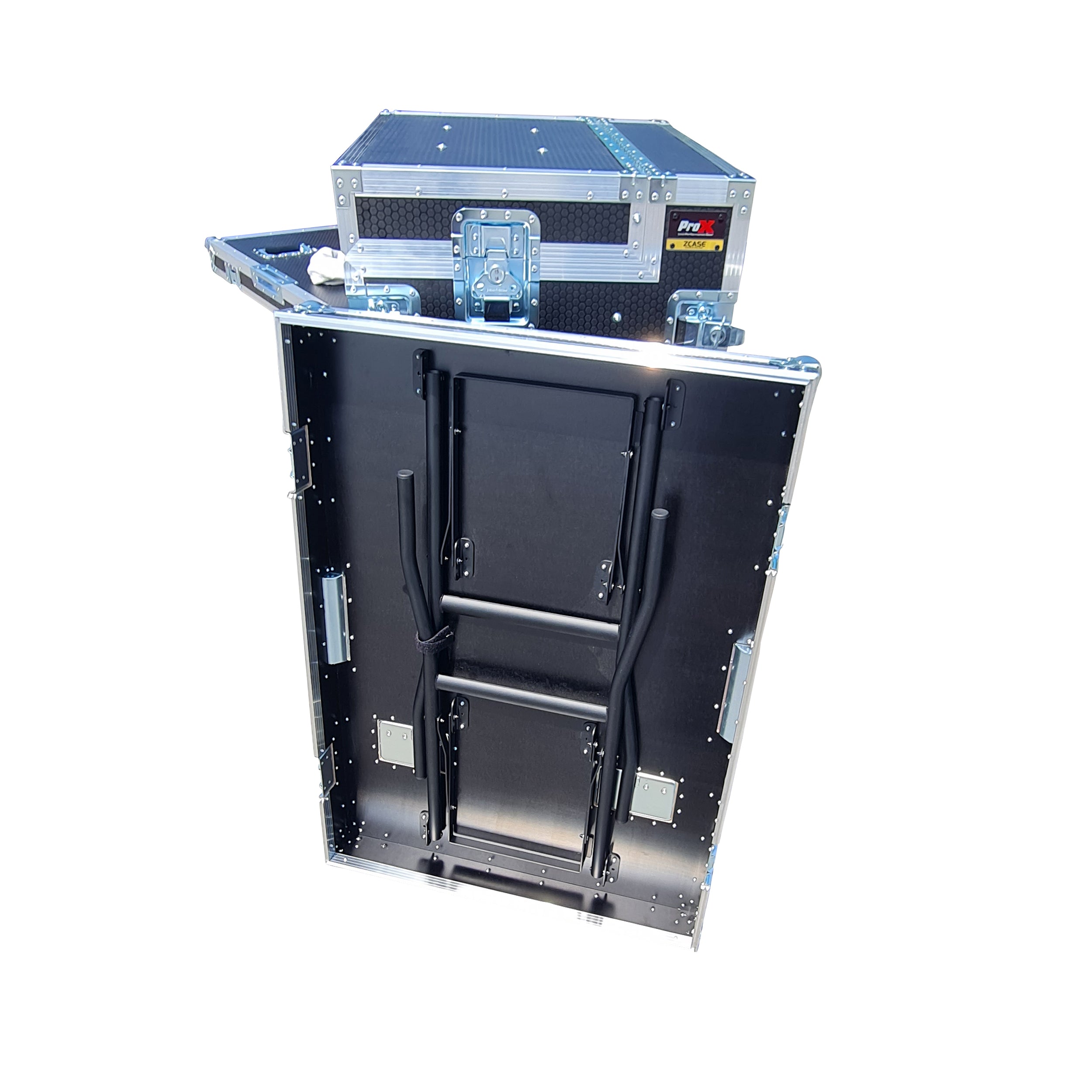 ProX Mobile AV Broadcasting Streaming Recording Studio Workstation Case with 4U Top 12U Bottom