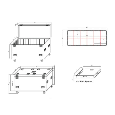 ProX TruckPax Utility ATA Flight Case Truck Storage Road Case with Dividers Tray and 4" in casters – 24"x60"x36" Ext