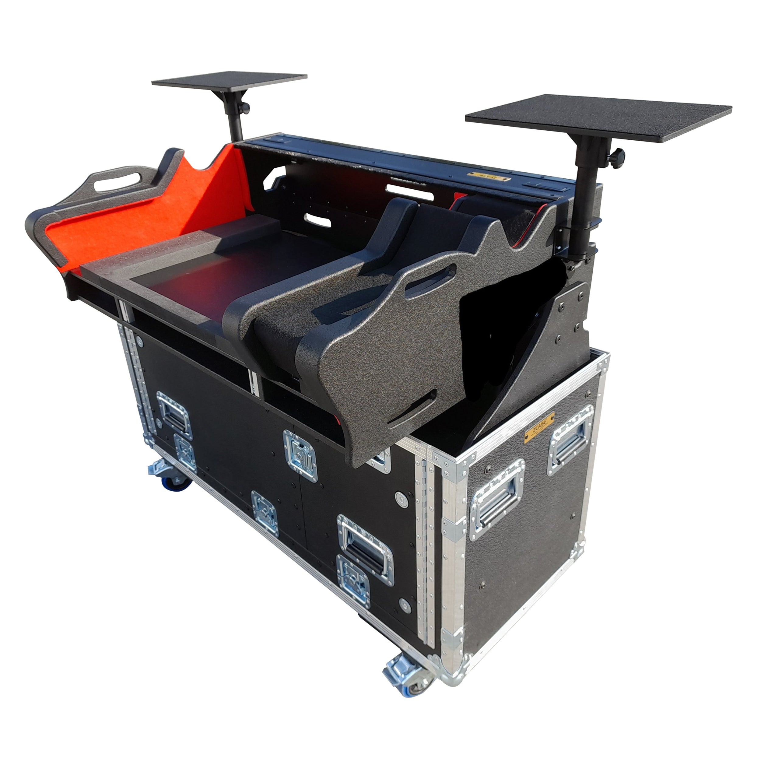 ProX Yamaha DM7-EX Flip-Ready Hydraulic Console Easy Retracting Lifting 1U Rack Space Flight Case with wheels by ZCASE