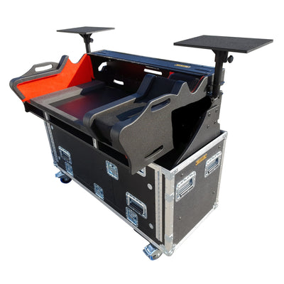 ProX Yamaha DM7-EX Flip-Ready Hydraulic Console Easy Retracting Lifting 1U Rack Space Flight Case with wheels by ZCASE