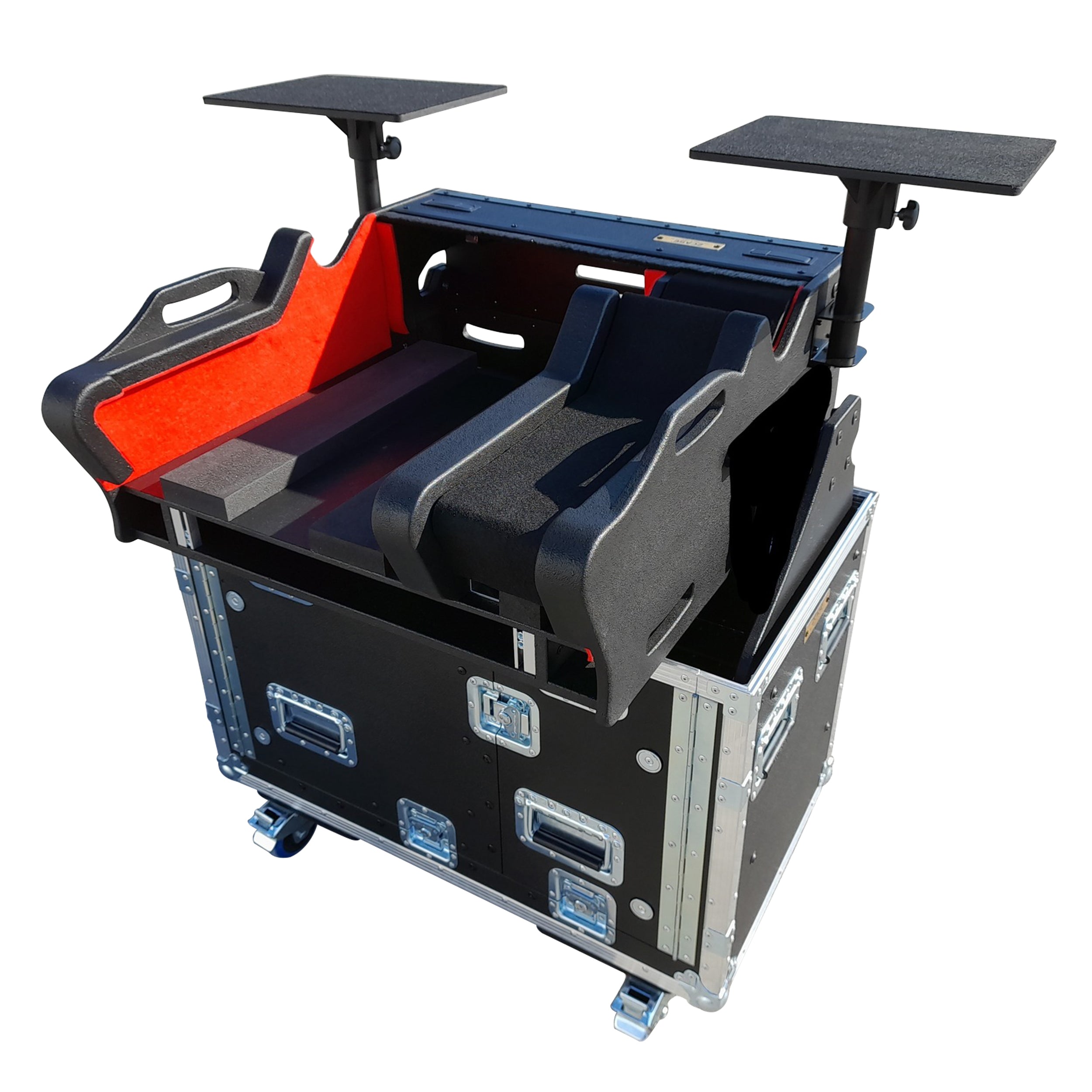 ProX Yamaha DM7-EX Flip-Ready Hydraulic Console Easy Retracting Lifting 1U Rack Space Flight Case with wheels by ZCASE