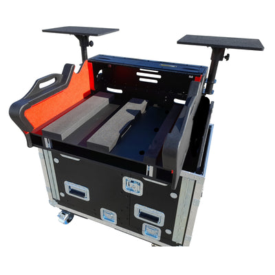 ProX Yamaha DM7-EX Flip-Ready Hydraulic Console Easy Retracting Lifting 1U Rack Space Flight Case with wheels by ZCASE