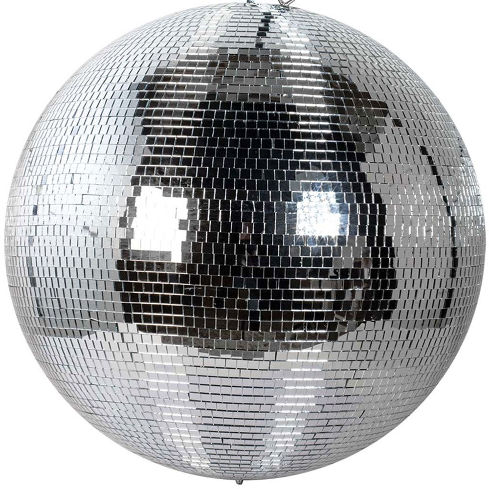ProX 48" Mirror Disco Ball with 3/4" Glass Tiles | Bright Silver Reflective DJ Sphere with Hanging Ring