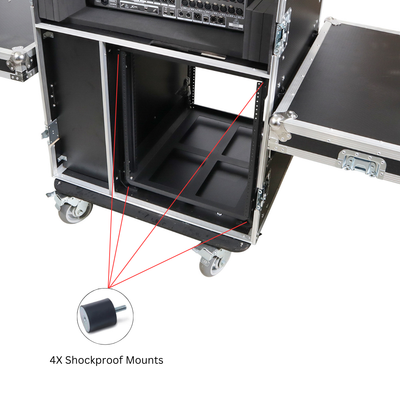 ProX BRANCO ATA Flight Style FOH Mixing Console Case 12U Shockproof Rack 2 Drawer 2 Side Tables & 4 Locking Casters