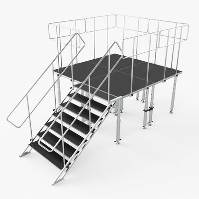 ProX 8x8 StageQ Platform Package 4x4 Decks w/ Steps Adjustable 28-48 Guard Rails and 3 Step