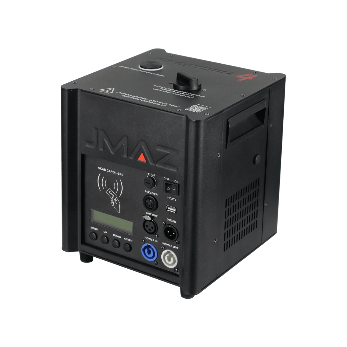 JMAZ FIRESTORM 4 - 600W Cold Spark Machine with Automatic Effect, Height and Duration Modes, Self-Cleaning & Tip-Over Protection