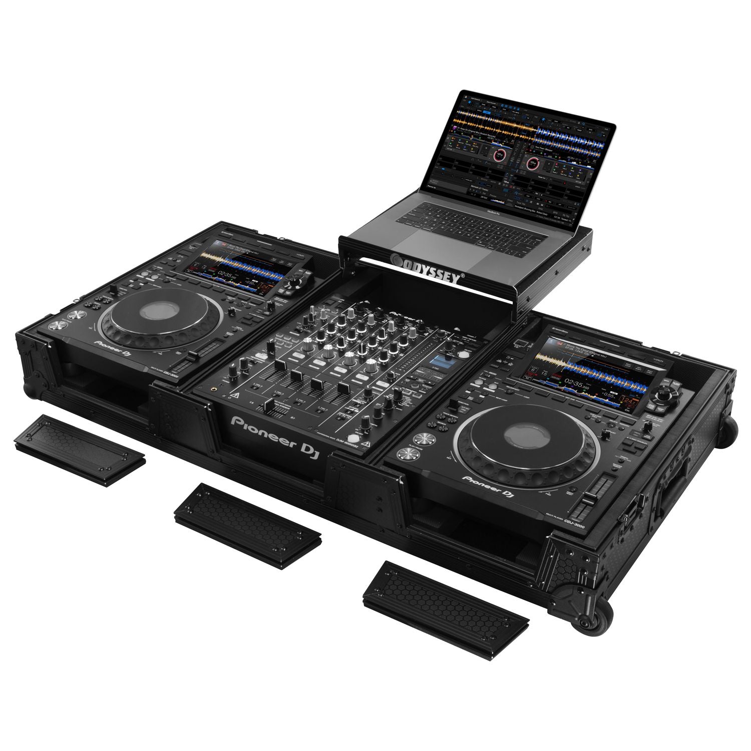 Odyssey 810141 -  Industrial Board Glide Style Case Fitting Most 12″ DJ Mixers and Two Pioneer CDJ-3000