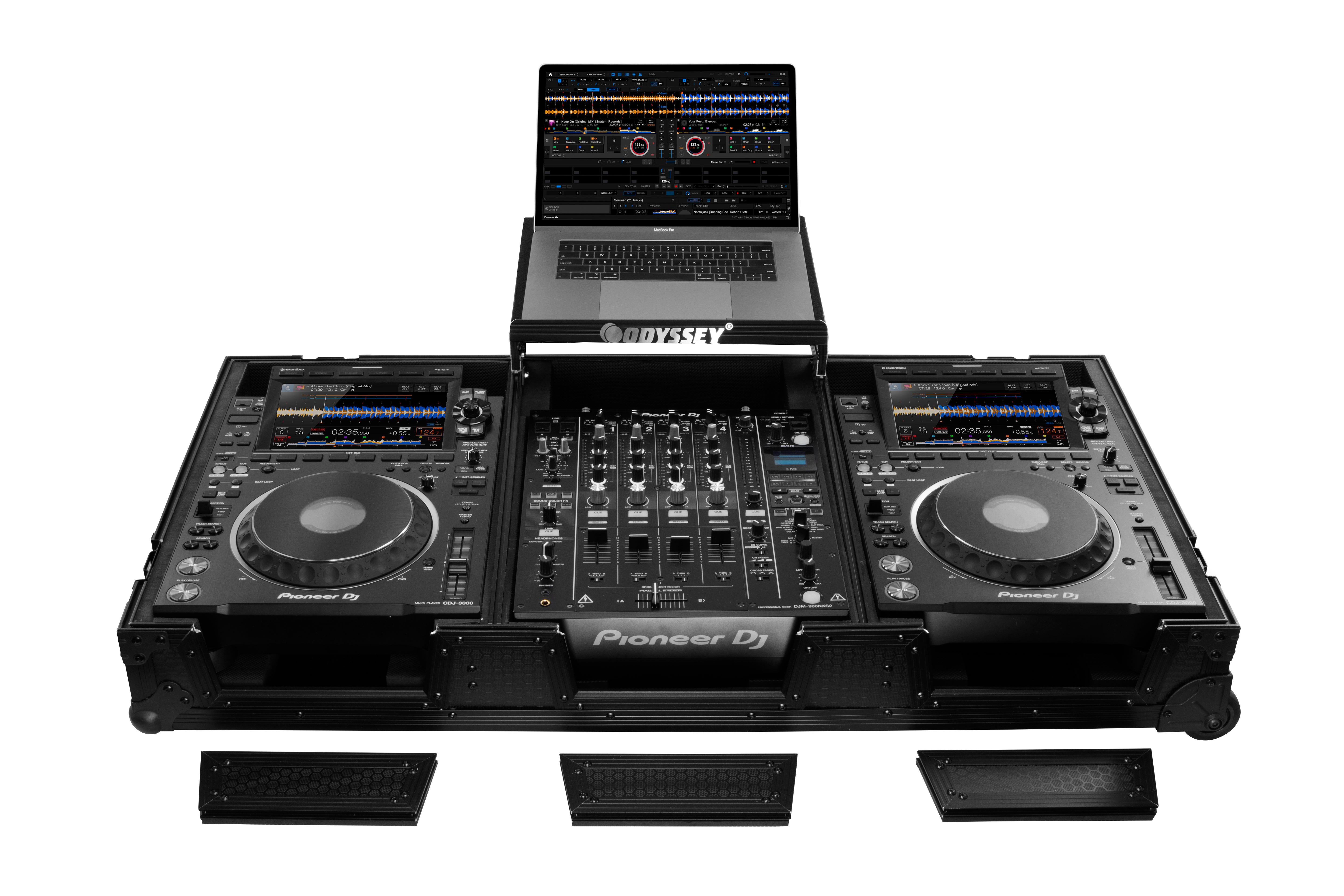 Odyssey 810141 -  Industrial Board Glide Style Case Fitting Most 12″ DJ Mixers and Two Pioneer CDJ-3000