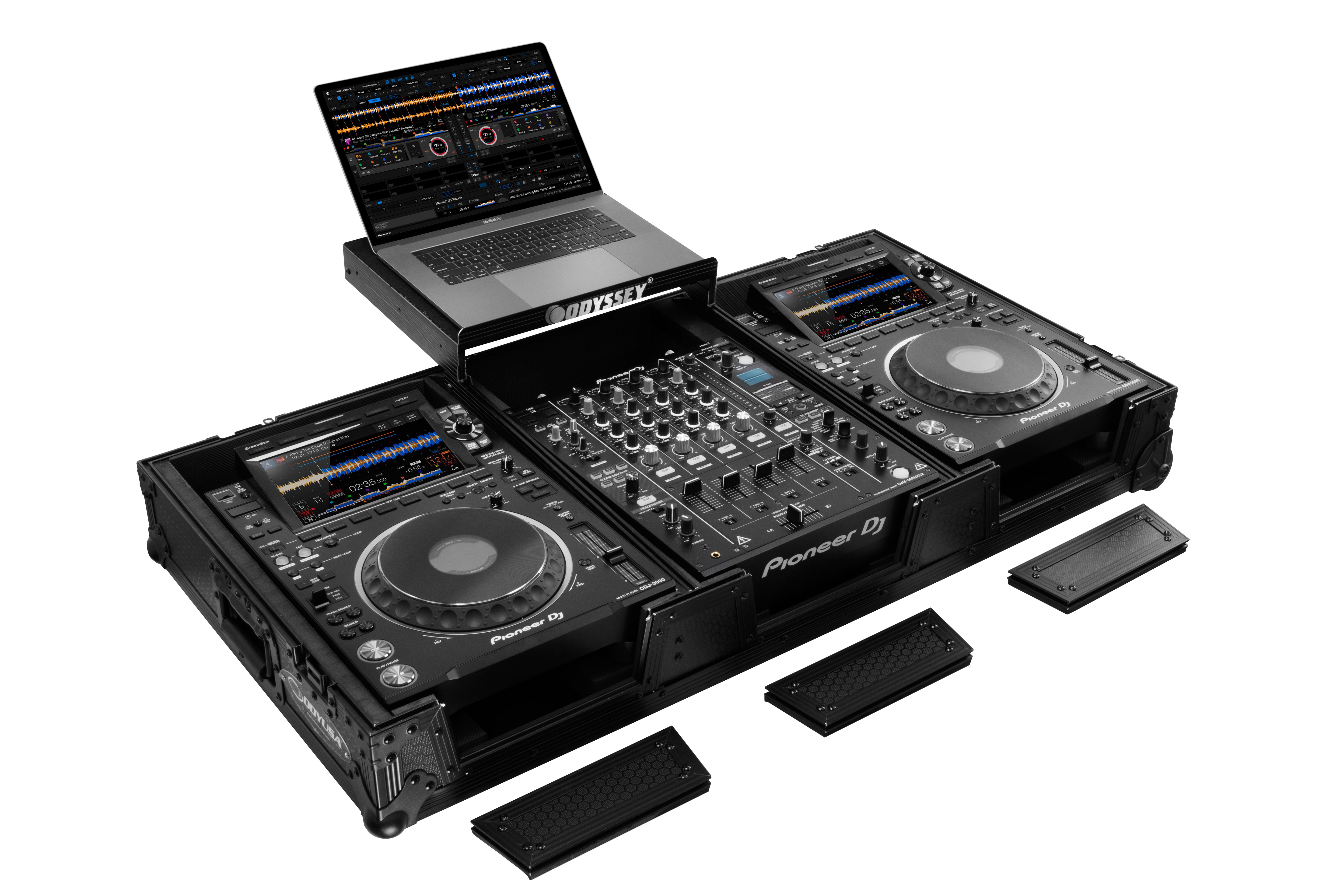 Odyssey 810141 -  Industrial Board Glide Style Case Fitting Most 12″ DJ Mixers and Two Pioneer CDJ-3000