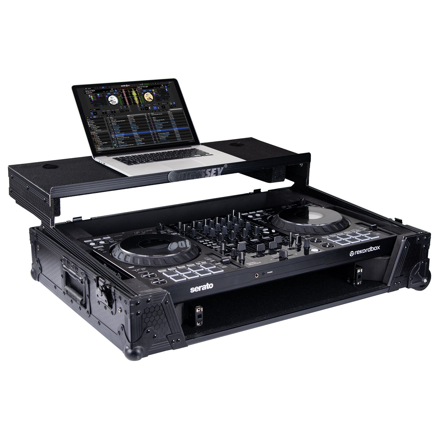 Odyssey 810GSFLX101UM2 - Pioneer DJ DDJ-FLX10 I-Board 1U Flight Case with Glide Style Laptop Platform and Wheels