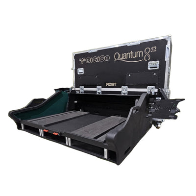 ProX Digico Quantum 852 Flip-Ready Hydraulic Console Easy Retracting Lifting Flight Case with 3x2U Rack and wheels by Zcase Poland