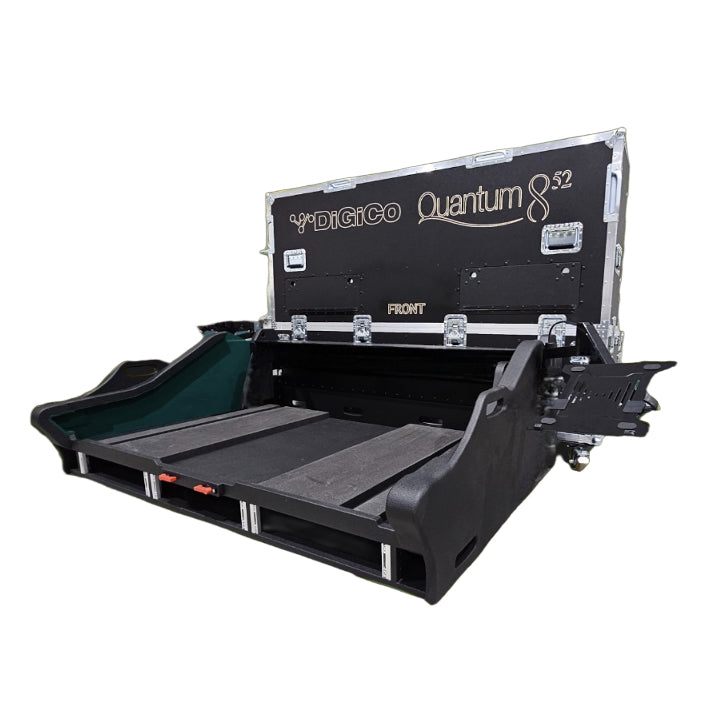 ProX Digico Quantum 852 Flip-Ready Hydraulic Console Easy Retracting Lifting Flight Case with 3x2U Rack and wheels by Zcase Poland