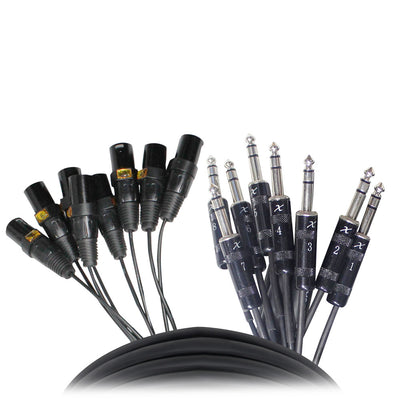 ProX 10' Ft High Performance 8-Channel Snake Cable XLR-F to 1/4" TRS Balanced Audio Cable