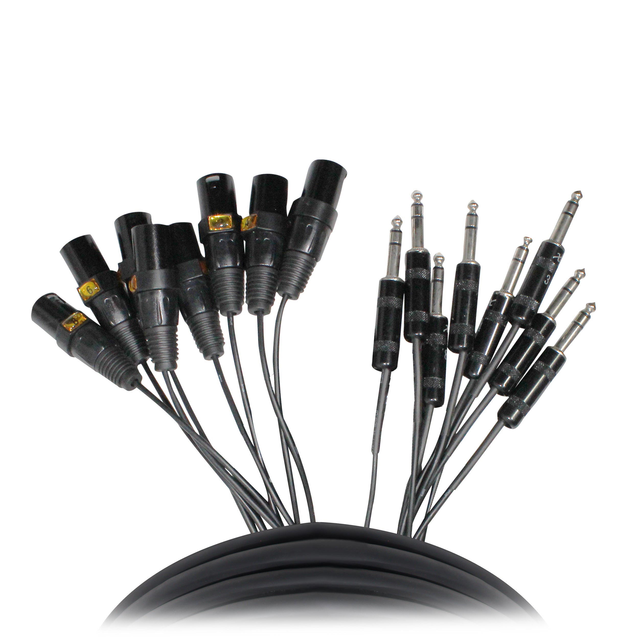 ProX 10' Ft High-Performance 8-Channel Snake Cable XLR-M TO 1/4" TRS Balanced Audio Cable