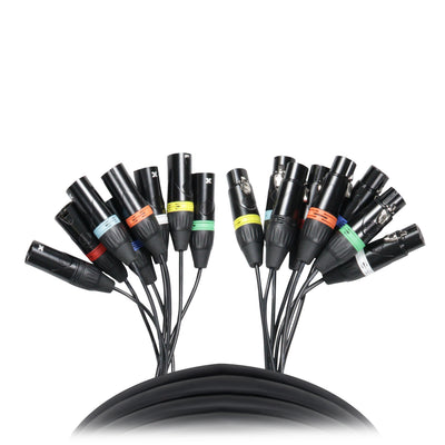 ProX 25' Ft. High Performance 8-Channel XLR-F to XLR-M Balanced Snake Audio Cable